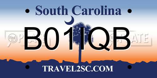 B01IQB South Carolina License Plate