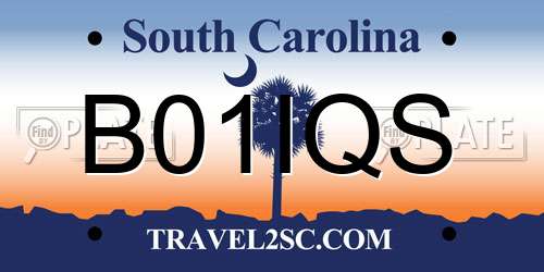 B01IQS South Carolina License Plate