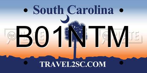 B01NTM South Carolina License Plate