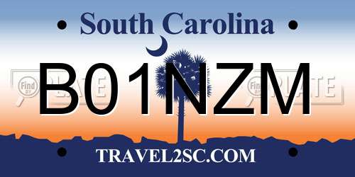 B01NZM South Carolina License Plate