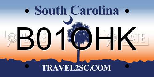 B01OHK South Carolina License Plate
