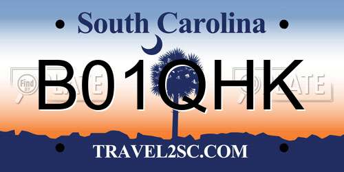 B01QHK South Carolina License Plate