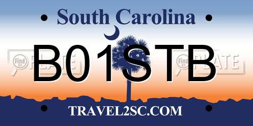 B01STB South Carolina License Plate