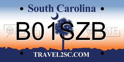 B01SZB South Carolina License Plate