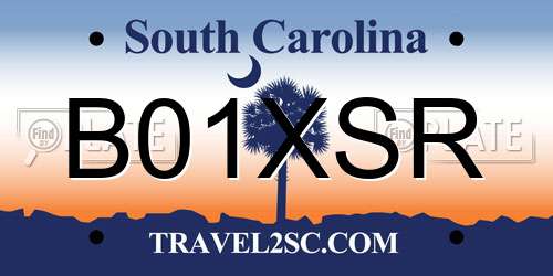 B01XSR South Carolina License Plate