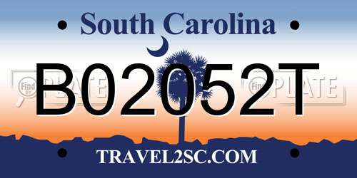 B02052T South Carolina License Plate