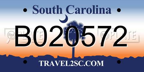 B020572 South Carolina License Plate