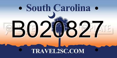 B020827 South Carolina License Plate