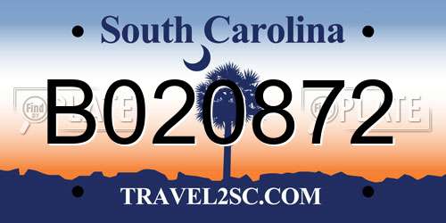 B020872 South Carolina License Plate