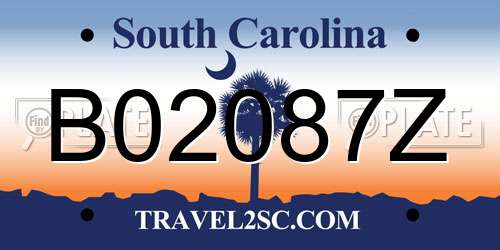 B02087Z South Carolina License Plate