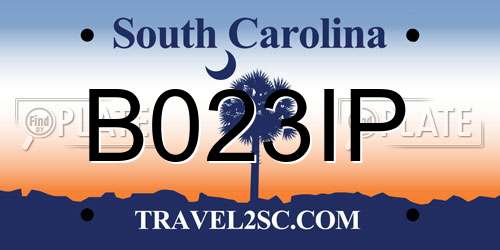 B023IP South Carolina License Plate