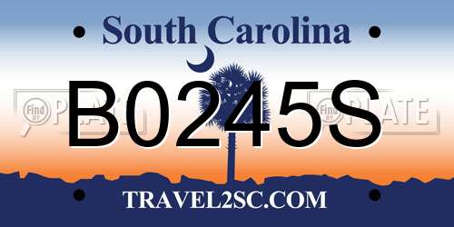 B0245S South Carolina License Plate