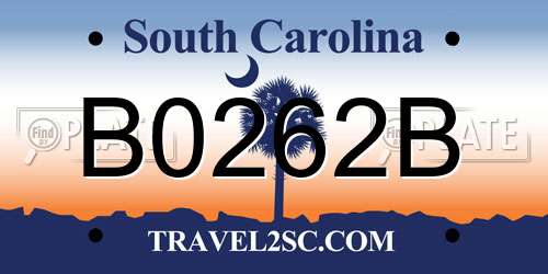B0262B South Carolina License Plate