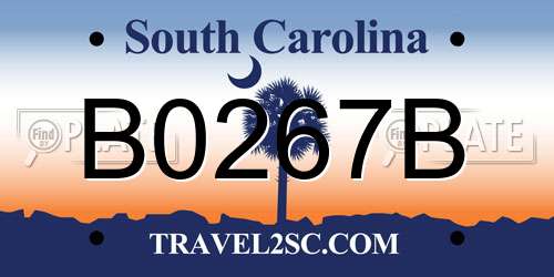 B0267B South Carolina License Plate