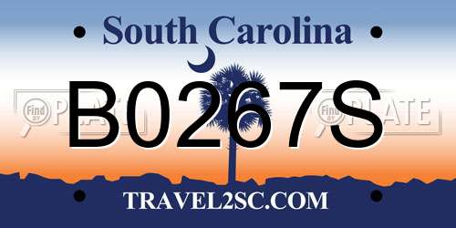 B0267S South Carolina License Plate