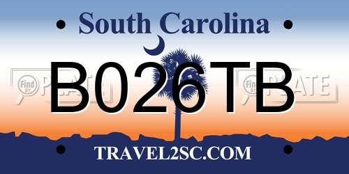 B026TB South Carolina License Plate