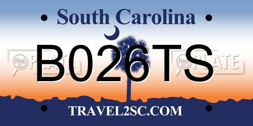 B026TS South Carolina License Plate