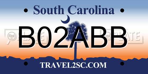 B02ABB South Carolina License Plate