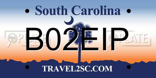 B02EIP South Carolina License Plate
