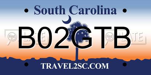 B02GTB South Carolina License Plate