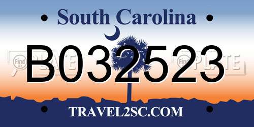 B032523 South Carolina License Plate