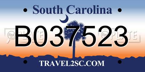 B037523 South Carolina License Plate