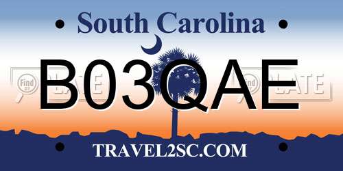 B03QAE South Carolina License Plate