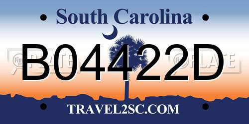 B04422D South Carolina License Plate