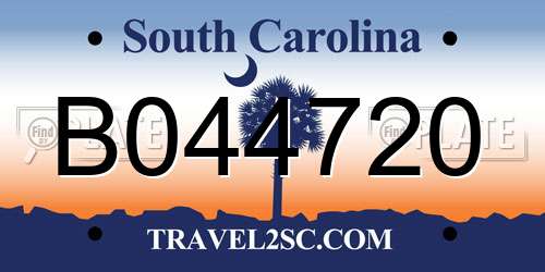 B044720 South Carolina License Plate