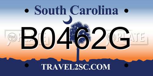 B0462G South Carolina License Plate