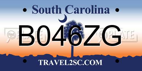 B046ZG South Carolina License Plate