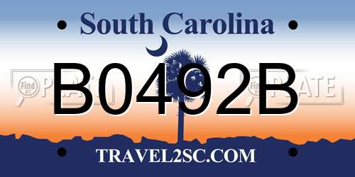 B0492B South Carolina License Plate