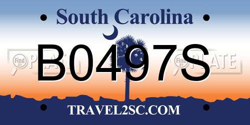 B0497S South Carolina License Plate