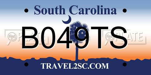 B049TS South Carolina License Plate
