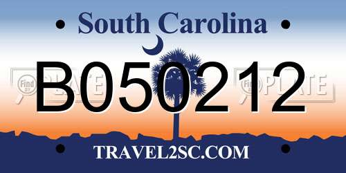 B050212 South Carolina License Plate
