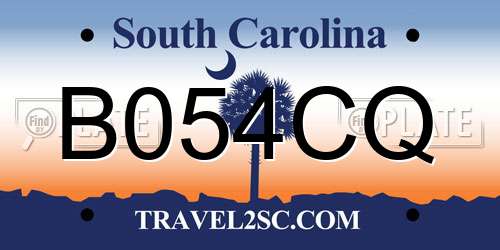 B054CQ South Carolina License Plate
