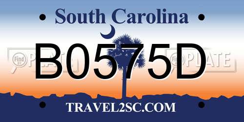 B0575D South Carolina License Plate