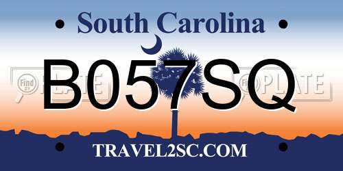 B057SQ South Carolina License Plate