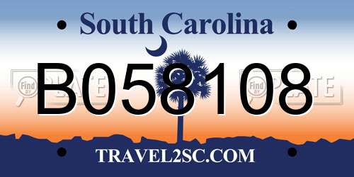 B058108 South Carolina License Plate