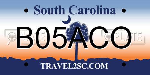 B05ACO South Carolina License Plate