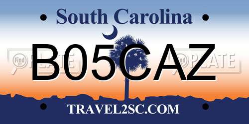 B05CAZ South Carolina License Plate