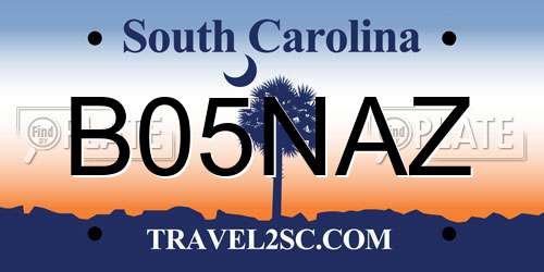 B05NAZ South Carolina License Plate