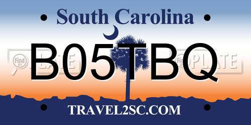 B05TBQ South Carolina License Plate