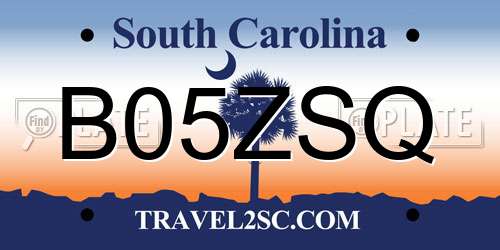 B05ZSQ South Carolina License Plate
