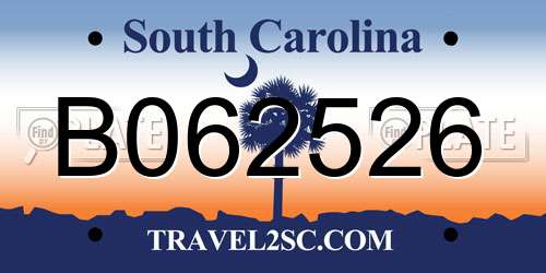 B062526 South Carolina License Plate