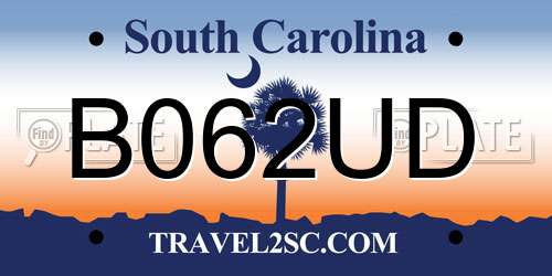 B062UD South Carolina License Plate
