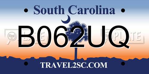 B062UQ South Carolina License Plate