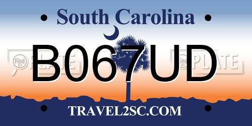 B067UD South Carolina License Plate