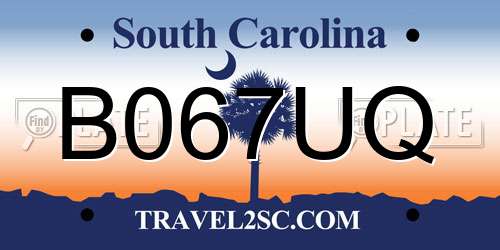 B067UQ South Carolina License Plate