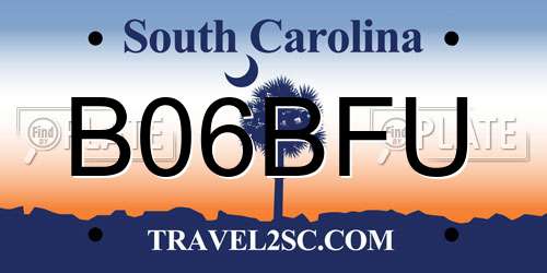 B06BFU South Carolina License Plate